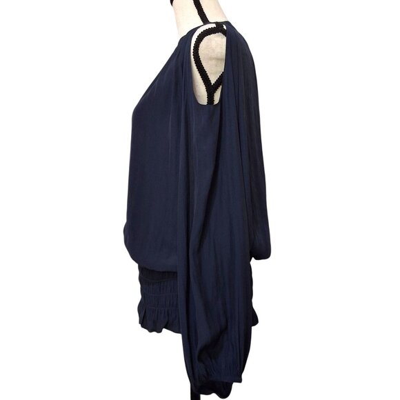 Ramy Brook Lauren Cold Shoulder Blouse Womens XS Navy - Picture 3 of 8